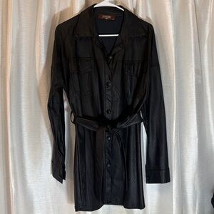 JONDIE Black Faux Leather Shacket Shirt Jacket Medium EUC